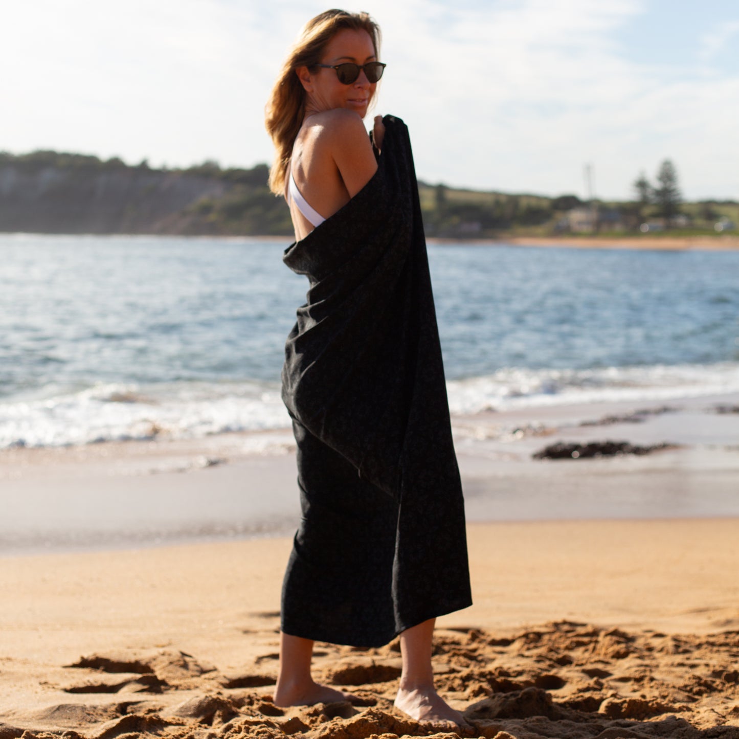 XL Black Cotton Sarong