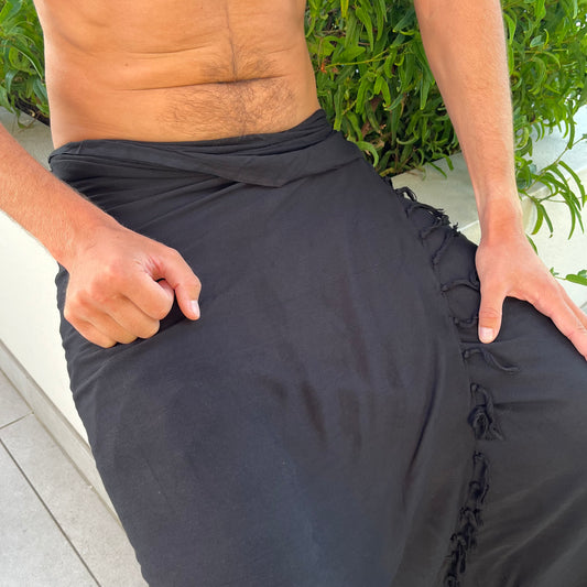 Black Mens Beach Sarong